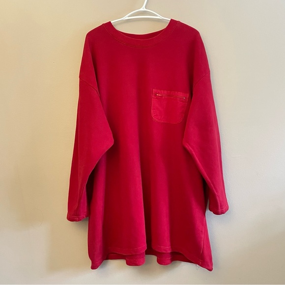$29☃️ Vintage Cotton Ginny Plus Drop Shoulder Red Pullover Tunic Sweatshirt - Picture 2 of 13